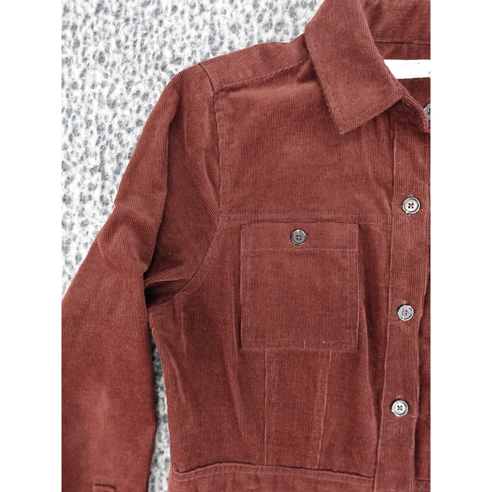 UNTUCKit Cora Dress Womens 10 Brown Burgundy Corduroy Button Front 42166 - Picture 2 of 13